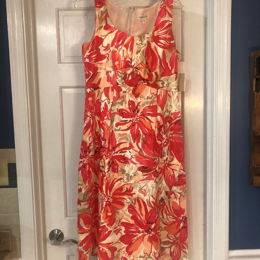 NWT, Floral,mid-length, sleeveless dress.  Coldwater Creek